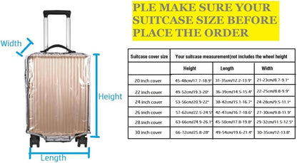 3PCS Clear PVC Suitcase Cover Protectors Thicken Luggage Coves Full Transparent Waterproof for Wheeled Suitcases (20"+24"+28")
