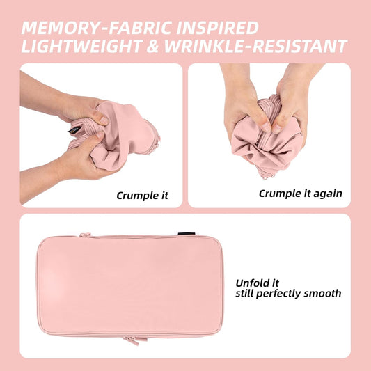 4 Piece Compression Packing Cubes for Suitcases and Backpack, Lightweight Travel Organizers (Light Pink)