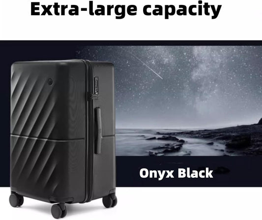 Trunk Luggage 26 Inch, Medium Checked Luggage with Double Spinner Wheels, Anti-Burst Zipper, Hard Case PC Suitcase, Lightweight Travel Luggage, TSA Approved (Onyx Black, Hudson)