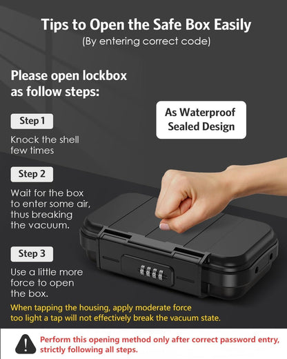 AMIR Portable Safe Box, Combination Security Case LockBox with Code, Waterproof Anti-Theft Mini Travel Safe Box with Removable Chain, Portable Lock Box for Home, Office, Christmas