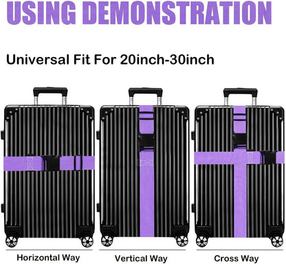 Luggage Straps for Suitcases TSA Approved-2 Pack Bright Personalized Luggage Belt Strap for Suitcase/Carry On Bag Luggage Accessories for Travel (Violet)