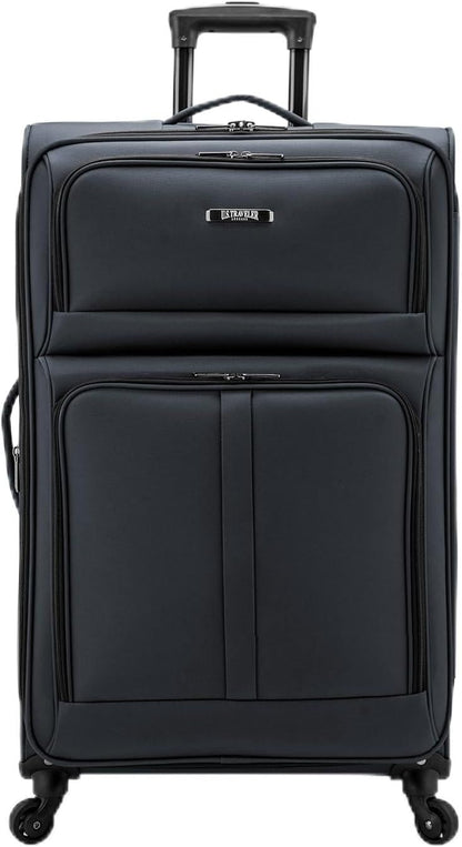 U.S. Traveler Anzio Softside Expandable Spinner Luggage, Dark Grey, Checked-Large 30-Inch