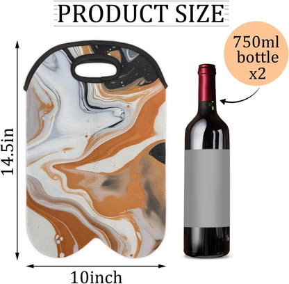 Wine Carrier Tote Personalized Bag for 2 Bottles - Neoprene Wine Bottle Holder with Carry Handle, Wine Protective Bag Insulated Bag Beer Cans Water Bottle Holder for Travel Picnic,Style3