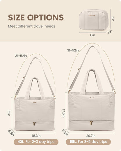 LOVEVOOK Travel Duffle Bag, Puffer Weekender Bags for Women with Shoe Compartment, Carry On Overnight Hospital Bag, Gym Tote