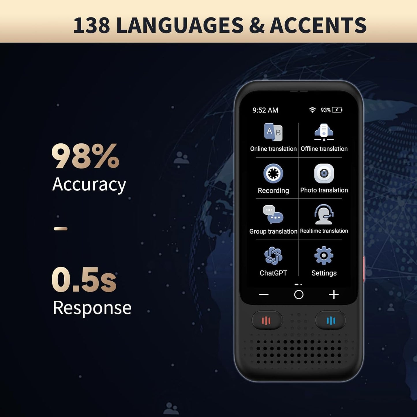 Language Translator Device No WiFi Needed, Upgraded Ai ChatGpt Translator with 150+ Languages, Offline/Photo/Real Time Translation Device for Travel Business Learning