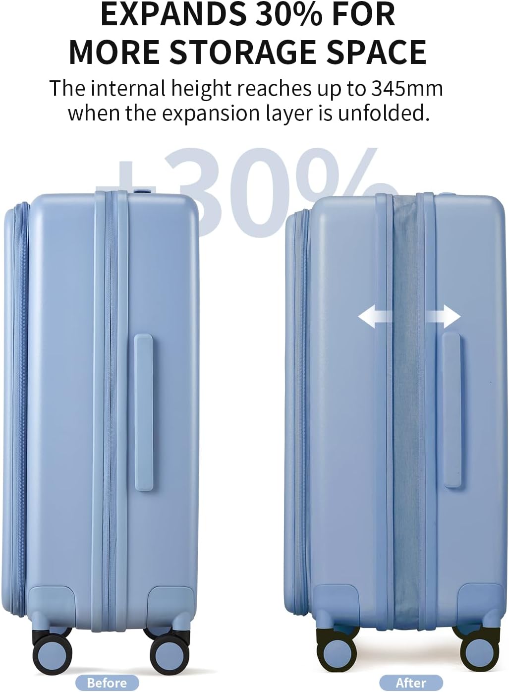 aji Expandable Top Opening Carry On Luggage Airline Approved, 20 Inch Lightweight Hardside Carry On Suitcase with Spinner Wheels, Travel Luggage with Laptop Compartment for Women Men, Blueberry Blue