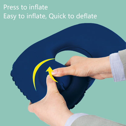 Inflatable Travel Pillow for Sleeping Airplane - Inflatable Neck Pillow for Traveling on Plane, Press to Inflate,Portable Travel Neck Pillow with Carry Bag （Drak Blue）