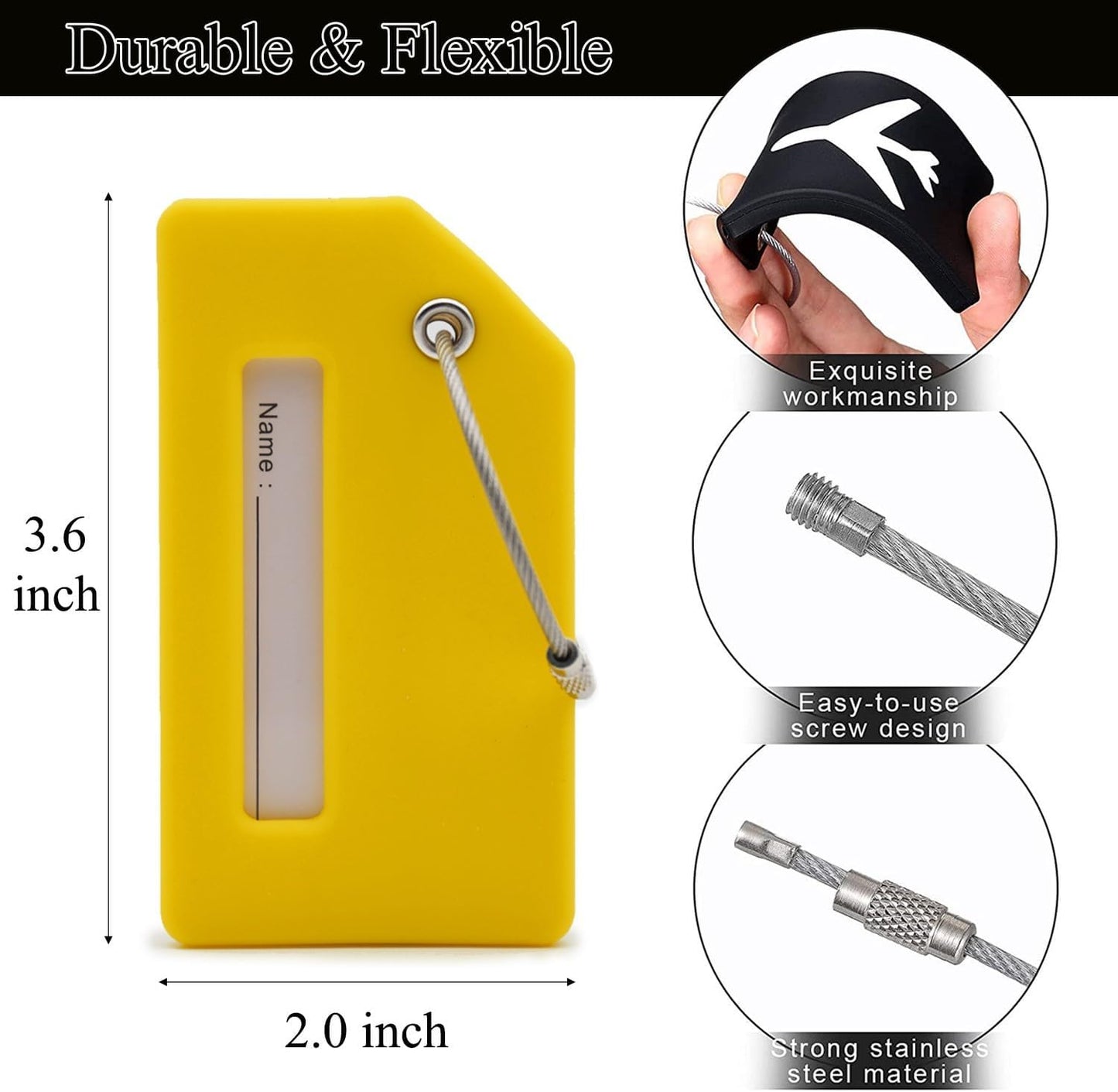 6 Pack Silicone Luggage Tag for Suitcases with Stainless Loop, Privacy Protection Travel Bag Tags Perfect to Quickly Spot Baggage Handbag (Aurantium)