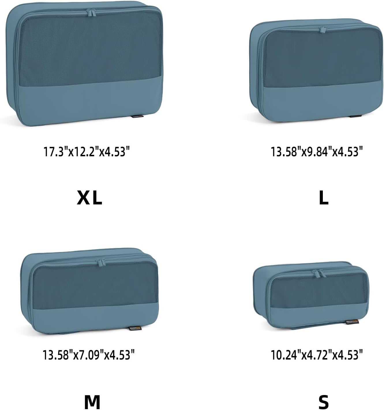 4 Piece Compression Packing Cubes for Suitcases and Backpack, Lightweight Travel Organizers (Gray Blue)