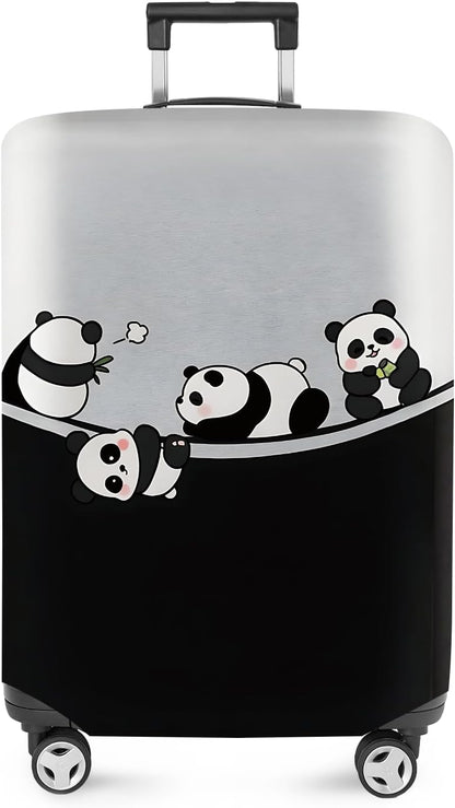 ANNA QUEEN Panda Family Luggage Cover, Cute Panda Design Suitcase Protector, Stretchable Washable Travel Sleeve for 24-26 Inch Luggage