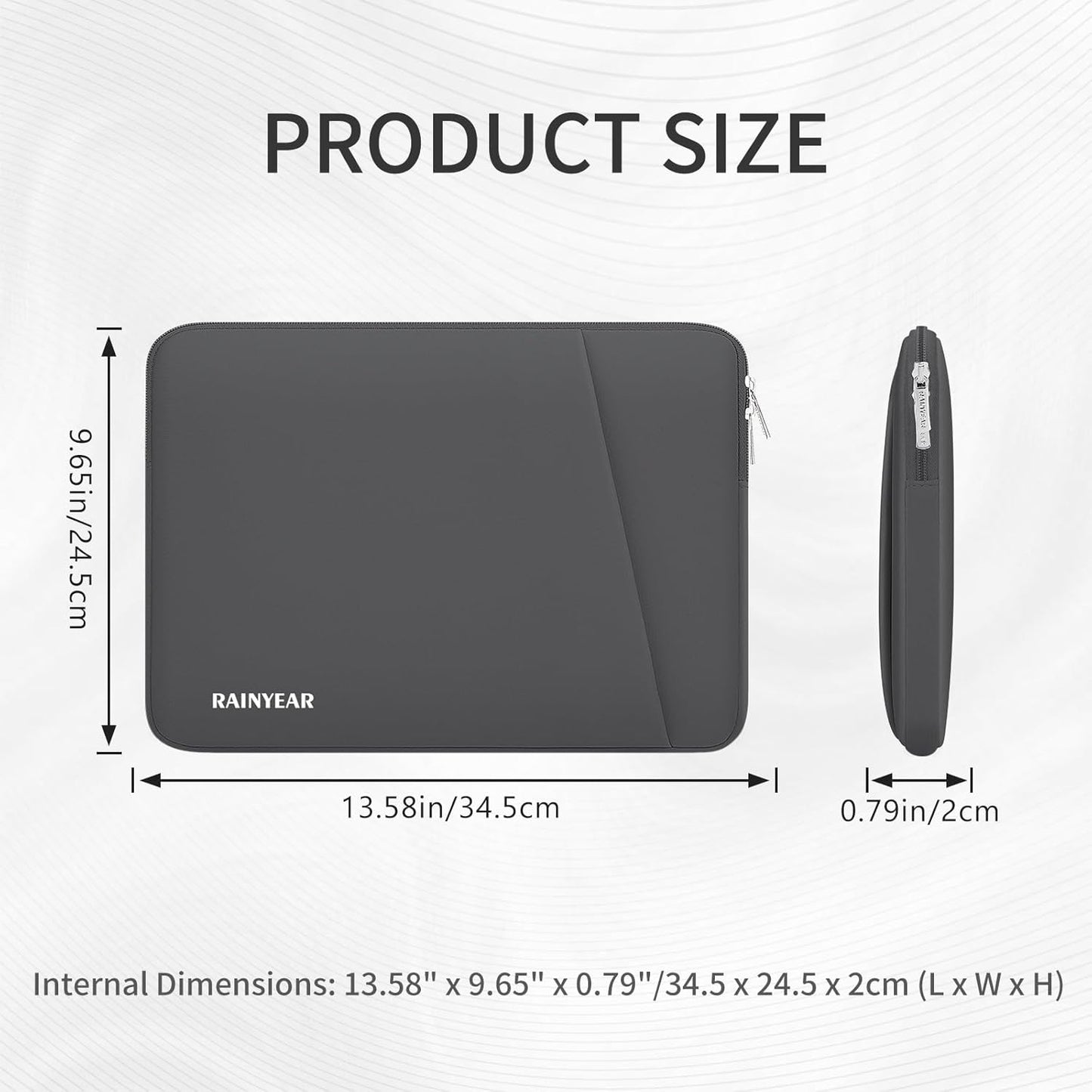 RAINYEAR Laptop Sleeve Case with Front Pocket, 13.3 Inch Protective Portable Case Briefcase Laptop Bag Cover Compatible with MacBook Air/Pro 13-13.3 inch, MacBook Pro/Max 14 inch, Gray