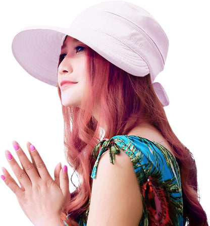 HINDAWI Sun Hats for Women with UV Protection Wide Brim Sun Hat Visor Summer Beach Outdoor Foldable Womens Cap