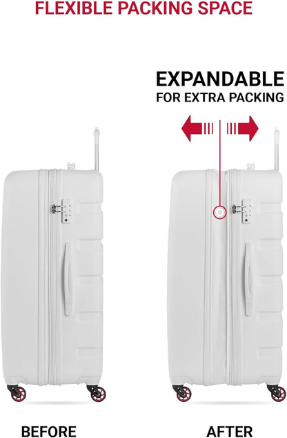 SwissGear 7366 Hardside Expandable Luggage with Spinner Wheels, White, 2-Piece Set (19/27)