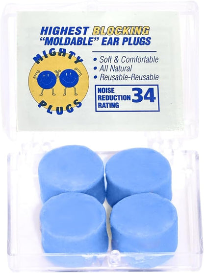 Pure Beeswax Earplugs – NRR 34 Noise Cancelling Ear Plugs for Sleeping, Snoring, Swimming & Loud Noise (2 Pairs)