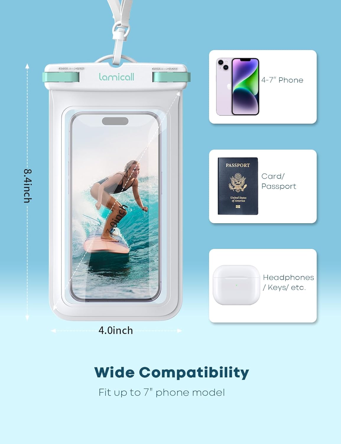 Lamicall 2 Pack Green White Cell Phone Bag, for Mother Mom, Birthday Gift for Father Teens Girls Boys Phone Pouch