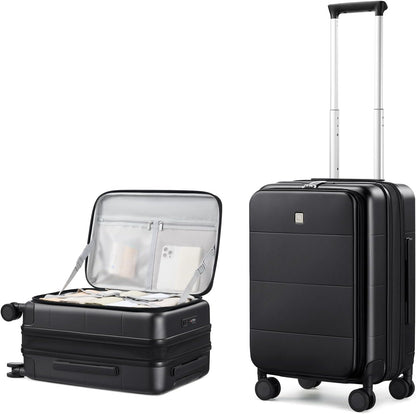 Hanke Hardside Expandable Carry On Luggage, 20 Inch Top Opening Trunk Luggages with Spinner Wheels, All-PC Hard Shell Carry-On Suitcase, Lightweight & TSA Airline Approved (Jet Black, 46L)