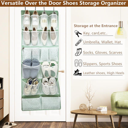 18 Pocekts Over the Door Shoes Organizer,Behind Door Hanging Storage Pocekt for Sock,Underwear,Hat,Handbag,Back of Door Hanging Shelf for Bedroom,Bathroom,Entryway,Storeroom,Pantry,Dorm,Nursery,2 Pack