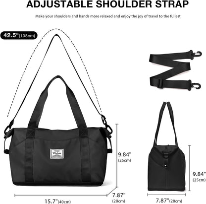 Travel Duffel Bag, Sports Tote Gym Bag, Shoulder Weekender Overnight Bag for Women