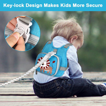 Toddler Harness Leash+ Anti Lost Wrist Link, Accmor Adorable Lion Baby Harness with Leash, Collapsible Child Anti Lost Leash Cute Kid Harness Belt Strap - Keep Kids & Babies Close While Walking