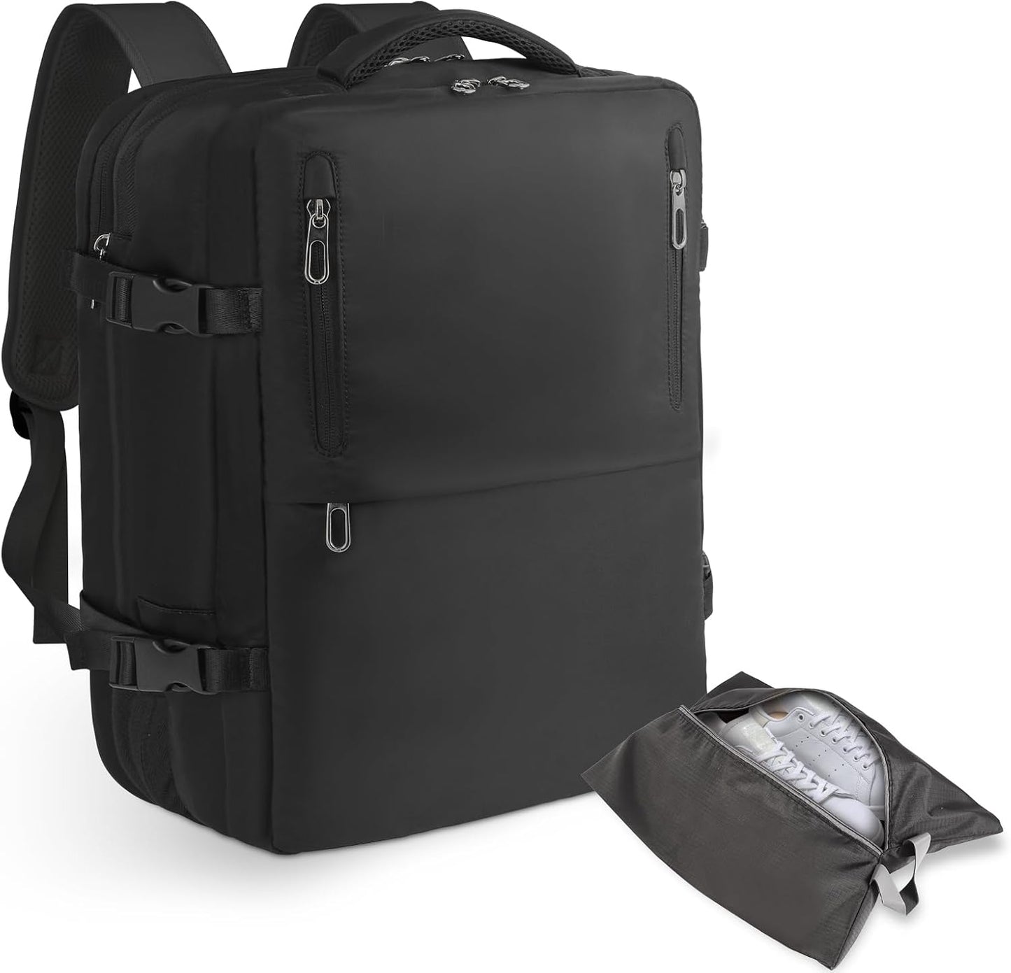 Travel Laptop Backpack with USB Charging Port Business Anti Theft Water Resistant Flight Approved Expandable Backpack (black)