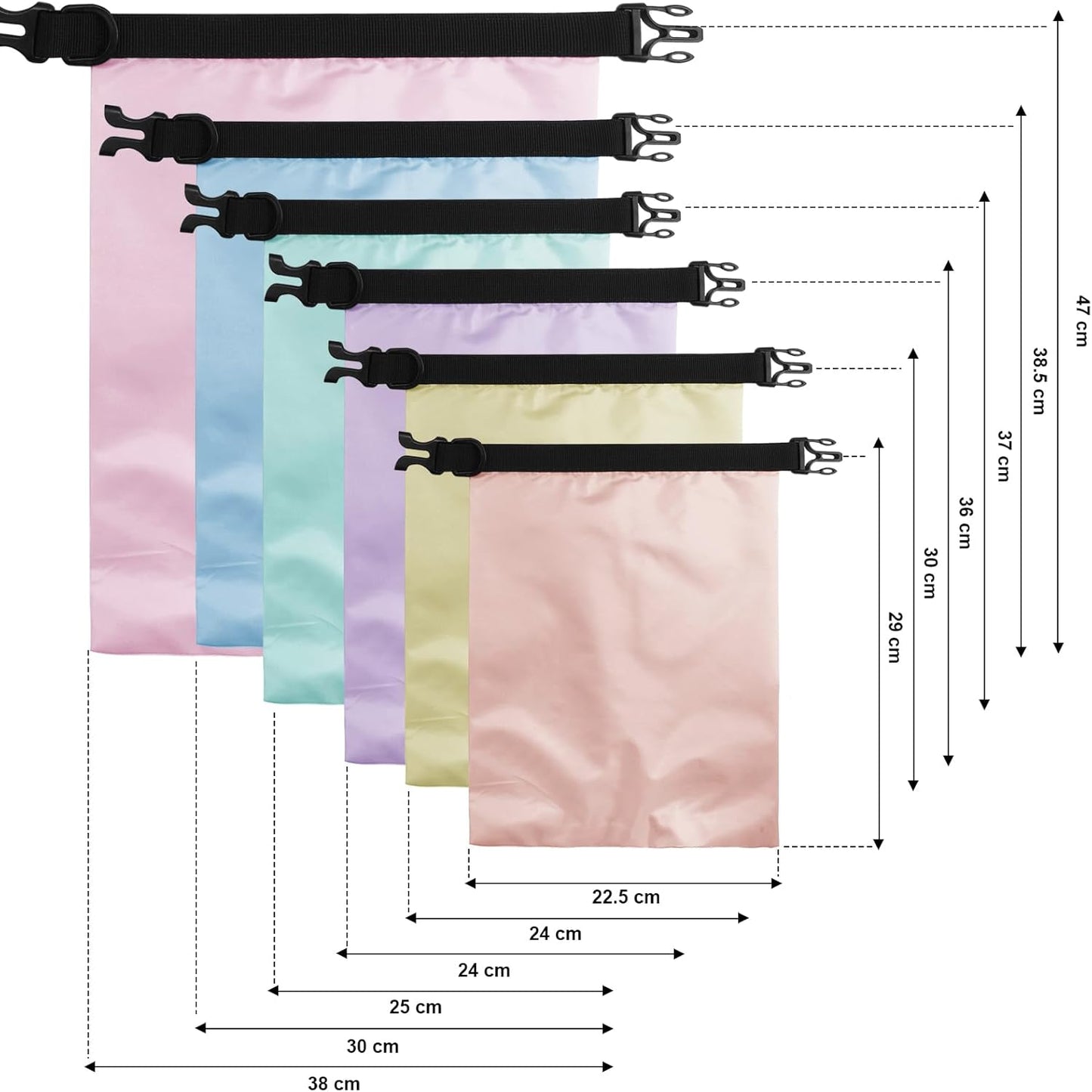 Shappy Waterproof Dry Bag Set 6 Sizes Lightweight Sacks and Long Adjustable Shoulder Strap Outdoor Water Proof Keep Gear Dry Bag Stuff Sacks for Backpacking, Boating, Hiking, Camping