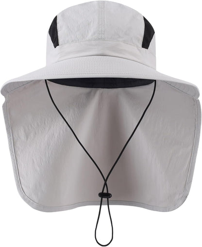 Home Prefer UPF 50+ Sun Hats for Men Women Wide Brim Fishing Hat with Neck Flap UV Protection Sunblock Safari Bucket Hat