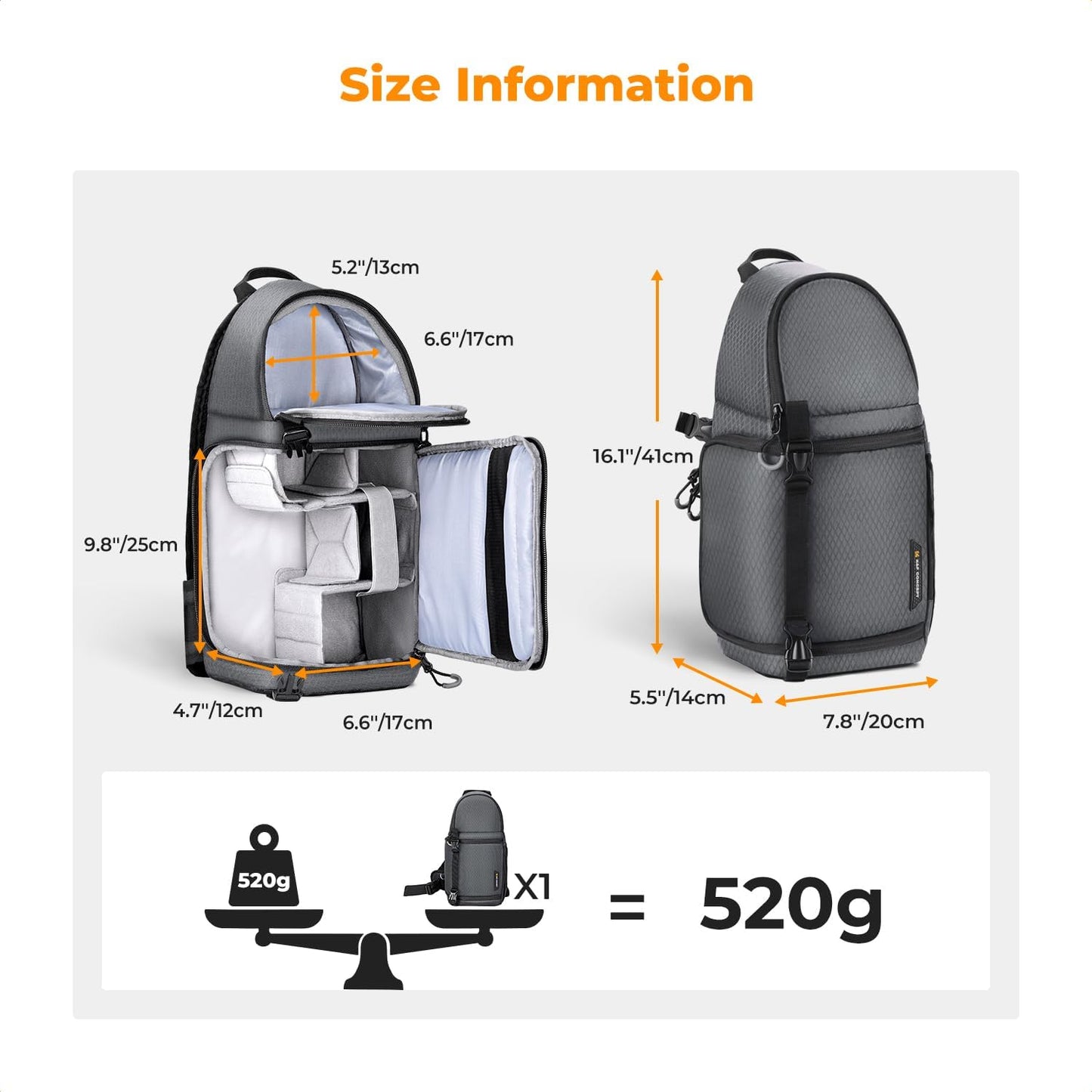 K&F Concept Camera Sling Bag Crossbody Bag Camera Shoulder Backpack DSLR/SLR/Mirrorless Photography Bags Compatible with Canon/Nikon/Sony/Fuji/Gopro/DJI