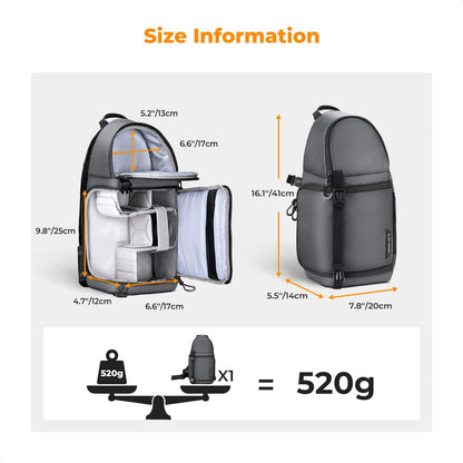 K&F Concept Camera Sling Bag Crossbody Bag Camera Shoulder Backpack DSLR/SLR/Mirrorless Photography Bags Compatible with Canon/Nikon/Sony/Fuji/Gopro/DJI
