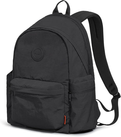 mixi Outdoor Lightweight Backpack Casual Carry On Laptop Backpack Travel Bookbag for Women Men, Water Resistant Durable Small Hiking Bag for Camping Weekender Sports College Work, 15 Inch, Black