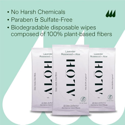 ALŌH Lavender Rosewood + Aloe Sanitizing Hand Wipes - Image 6