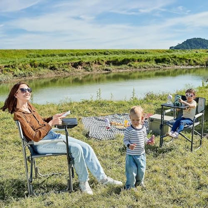 Portal Director Camping Chair with 2-Way Rotating Side Table, 300 lb, Gray