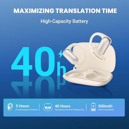 AI Translator Earbuds Translation Earbuds Real-Time 98% Accuracy 0.5s Response |Lifetime Free Offline Translation(8 Languages) & Online Translation(144 Languages) AF56 Beige