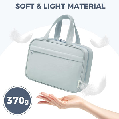 Toiletry Bag For women,Portable Hanging Organizer,4 Leakproof Compartment for full-sized Conditioner, Brushes Set, Makeup Accessories,Visible and easy to access.M-blue