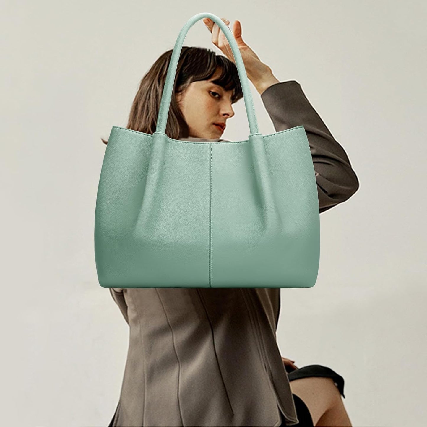 KKXIU Tote Bag for Women Vegan Leather Shoulder Purse Large Capacity Travel Bag