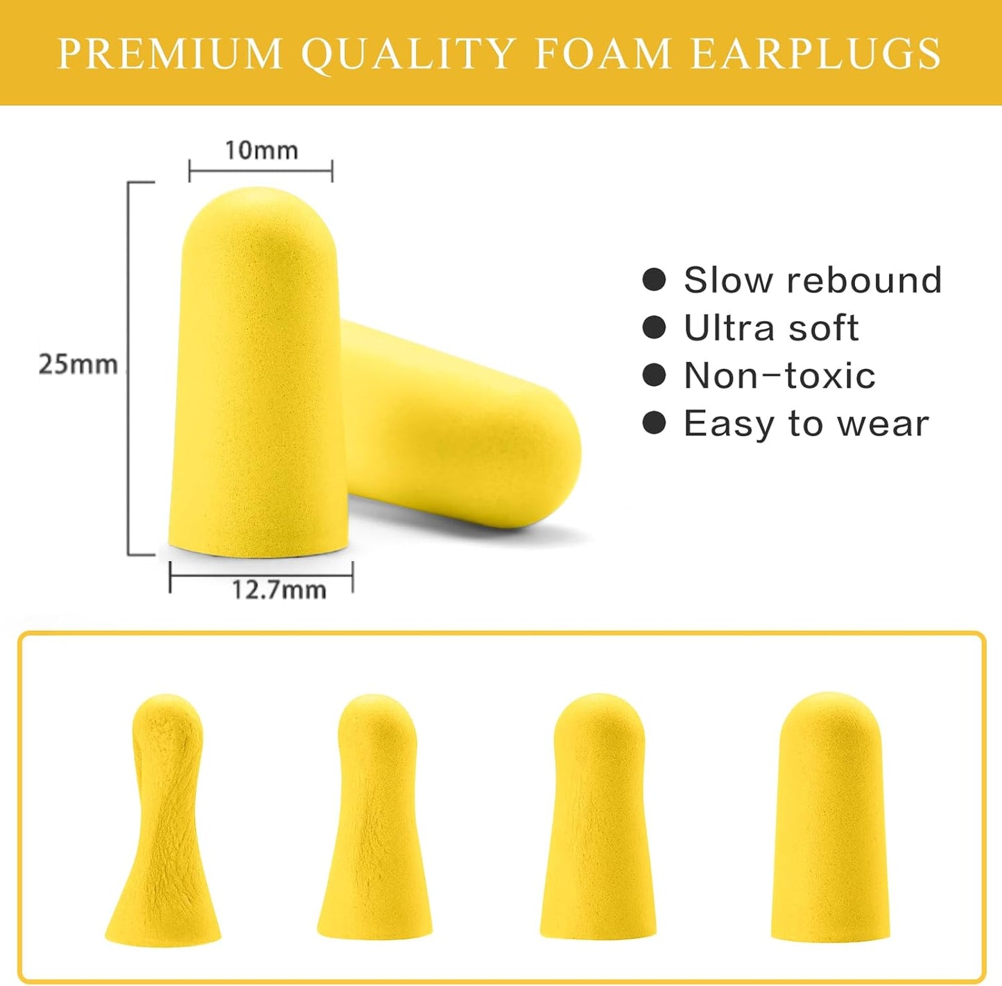 30Pair Soft Foam EarPlugs, 32dB Disposable Sound Blocking Noise Cancelling Ear Plugs for Concerts Loud Music/Shooting Guns/Work Construction, Hearing Safety Protection (Yellow)