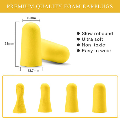 30Pair Soft Foam EarPlugs, 32dB Disposable Sound Blocking Noise Cancelling Ear Plugs for Concerts Loud Music/Shooting Guns/Work Construction, Hearing Safety Protection (Yellow)