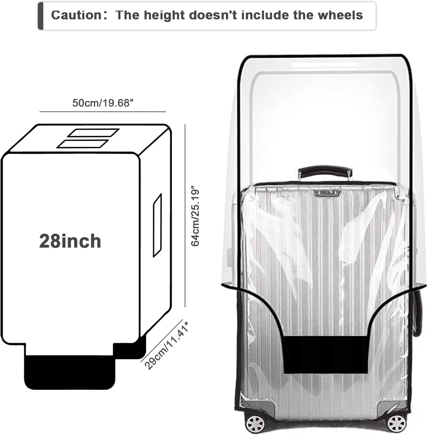 28-inch Luggage Cover Protector Clear PVC Waterproof Suitcase Covers, Travel Luggage sleeves protective Tsa Approved
