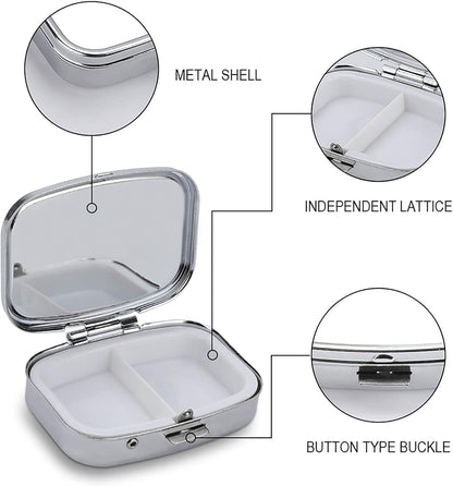 Metal 2 Compartment Pill Organizer Travel Friendly Portable Compact Pill Box Cute Pill Case to Hold Vitamins,Fish Oil,Supplements,Meds,Tablet for Purse,Pocket. (Poisonous Plants)
