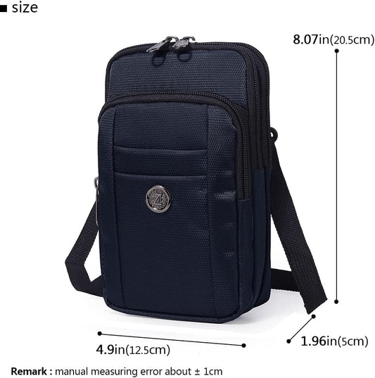 Senient Wolf Waterproof Nylon Multifunctional Phone Crossbody Bag - Small One Shoulder Waist Bag Wallet Travel Passport Case