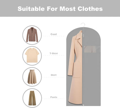 Garment Bags for Hanging Clothes, 45'' Suit Bag Cover for Storage and Travel, Dress Bags for Gowns Long (Grey)