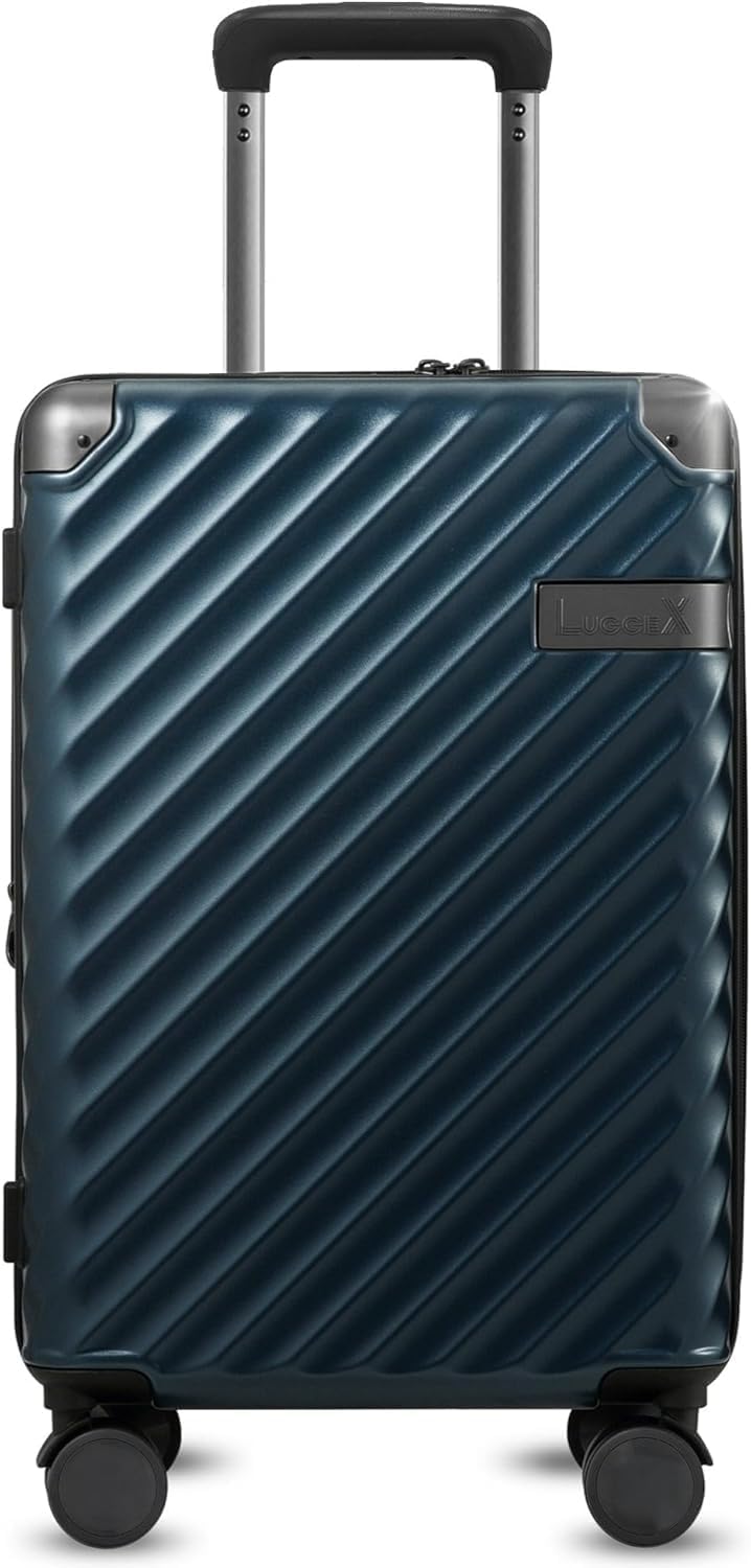 LUGGEX Luggage with Spinner Wheels, Polycarbonate Expandable Hard Shell Suitcase, Carry On 20 Inch, Navy