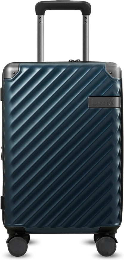 LUGGEX Luggage with Spinner Wheels, Polycarbonate Expandable Hard Shell Suitcase, Carry On 20 Inch, Navy
