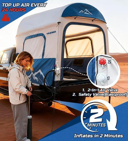 WildFinder Inflatable Truck Bed Tent 5.5ft-8ft, Pickup Truck Tent with Pump