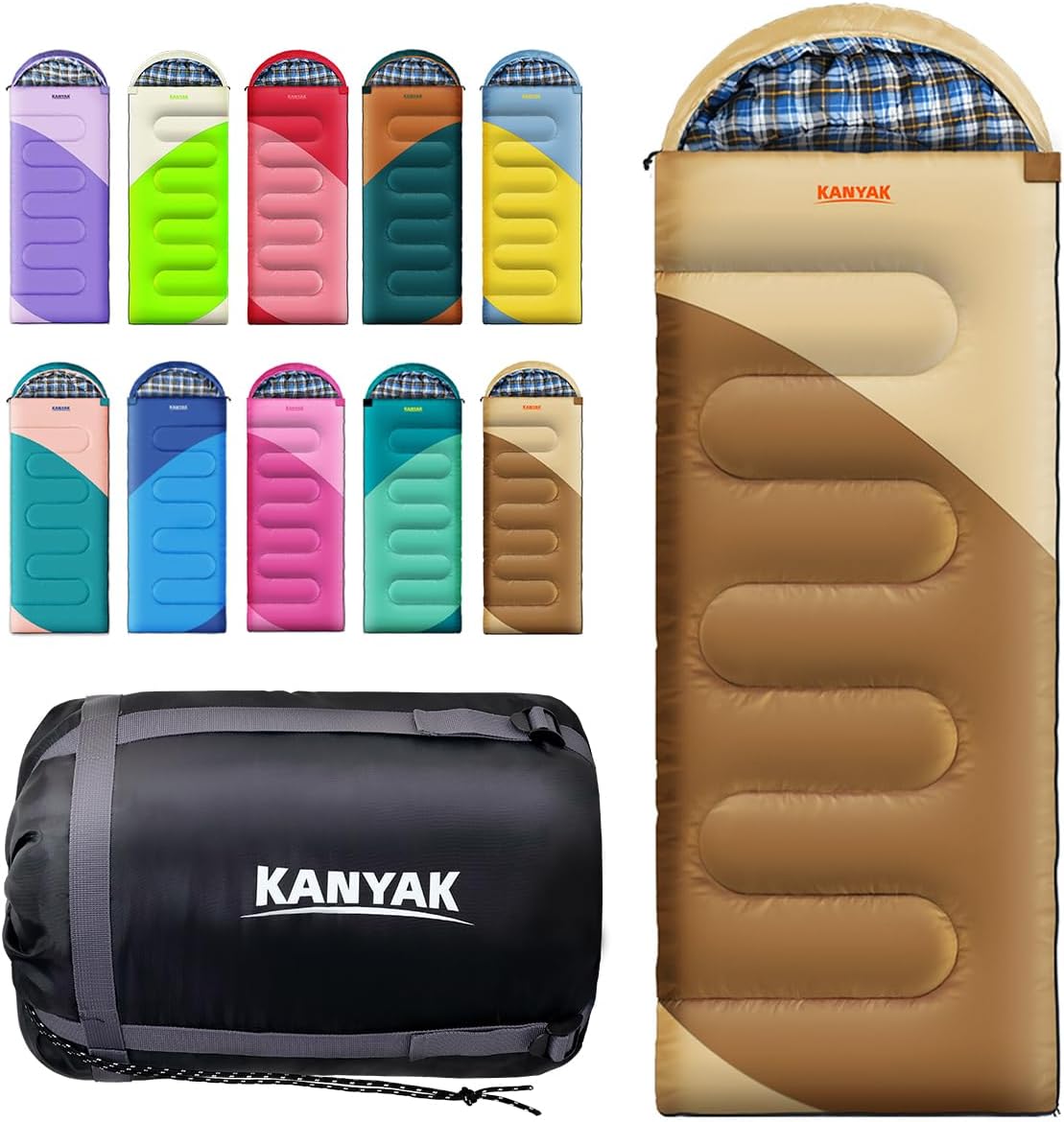 Camping Sleeping Bag, 32℉ Sleeping Bags for Adults Kids Teens Cold Weather Warm Sleeping Bag Winter for 3-4 Season Camping, Camping Gear Equipment, Traveling, and Outdoors