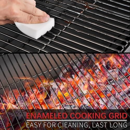 Kendane Barrel Charcoal Grill, Large Charcoal Grills with Side Shelf