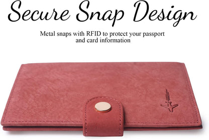 Genuine Leather Passport Case, RFID Passport Cover with Credit Card Holder for Women and Men Family ID Travel