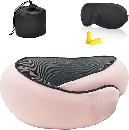 Travel Pillow, Travel Neck Pillow, 360 Degree Comfort and Breathability, Airplane Travel Neck Pillow, Stowable U-Shaped Pillow (Peach)
