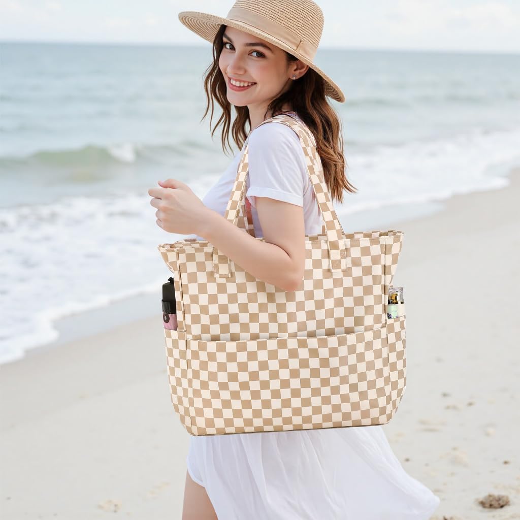 Beach Pool Bags Tote for Women Ladies Large Gym Tote Carry On Bag With Wet Compartment for Weekender Travel Waterproof