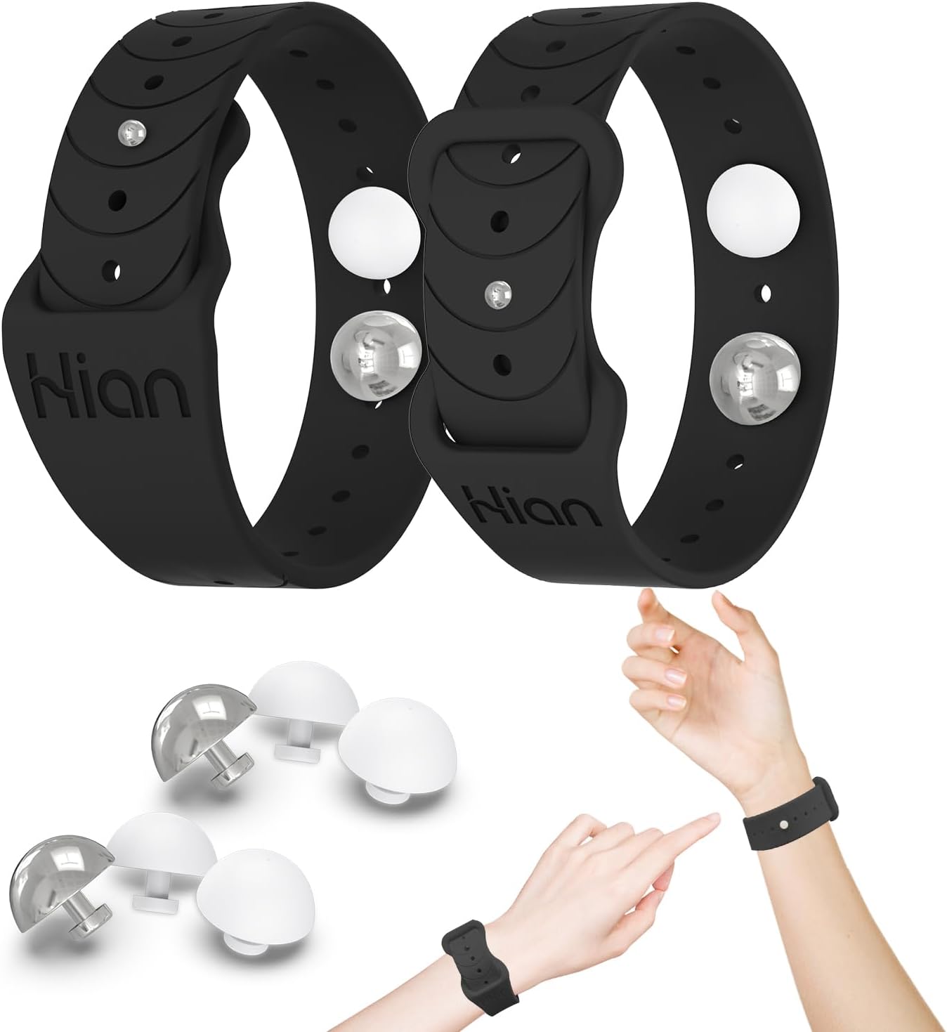 Hion Motion Sickness Bracelets Sea Sickness Wristbands for Motion Sickness/Morning Sickness/Pregnancy Nausea Anti Nausea Bands Acupressure Wristband Motion Sickness Bands（1Pair Black）