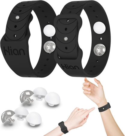 Hion Motion Sickness Bracelets Sea Sickness Wristbands for Motion Sickness/Morning Sickness/Pregnancy Nausea Anti Nausea Bands Acupressure Wristband Motion Sickness Bands（1Pair Black）